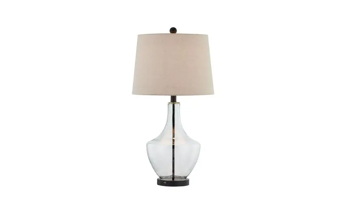 Maxax T54 26 Inch Gray Glass Bedside Lamp With Usb Instruction Manual