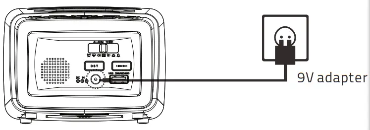 Raynic CR1012W Alarm Clock with Wireless Charging Pad - Adepter