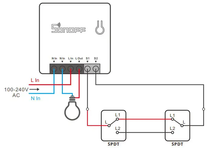 SONOFF ZBMINI Zigbee Smart Switch Without Neutral - Wiring instruction