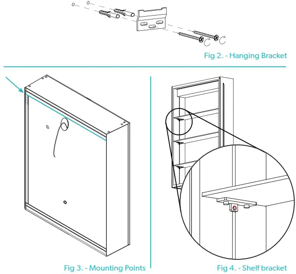 HiB 54500 Dimension 50 Bluetooth LED Illuminated Aluminium Mirror Cabinet - fig2