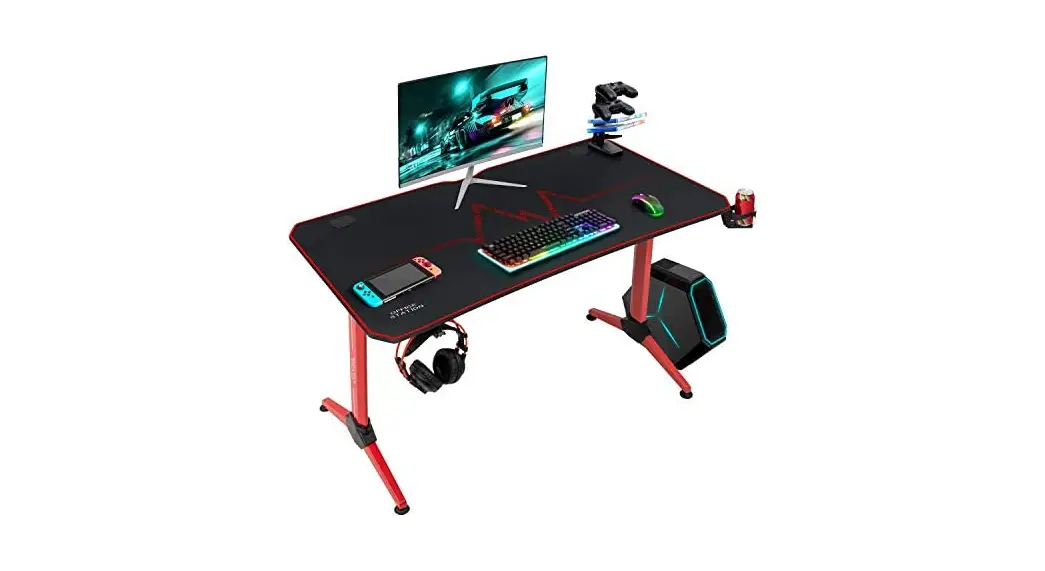 Weave 63 Inch Height Adjustable Gaming Desk, T-shaped Game Station User Manual