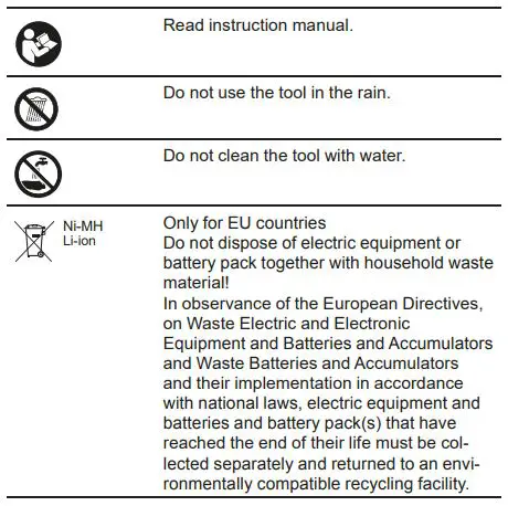 Makita DUT130, DUT131 Cordless Mixer Instruction Manual - Symbols