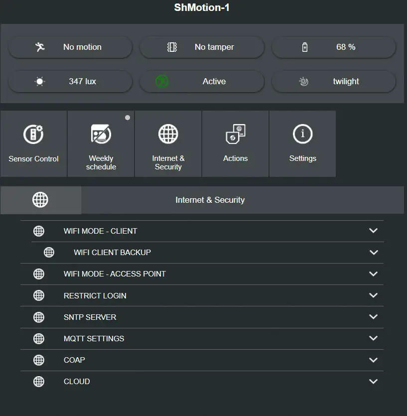 Shelly Motion Sensor WiFi Detector - Internet & Security