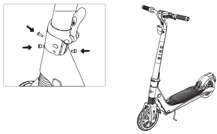 Bird Retail Bird Flex Electric Scooter Black User Manual - Attach neck to front wheel tube