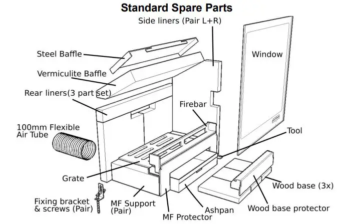 BFM Europe PLXMF Luxima Multi Fuel Stove Instruction Manual - PARTS AND ACCESSORIES