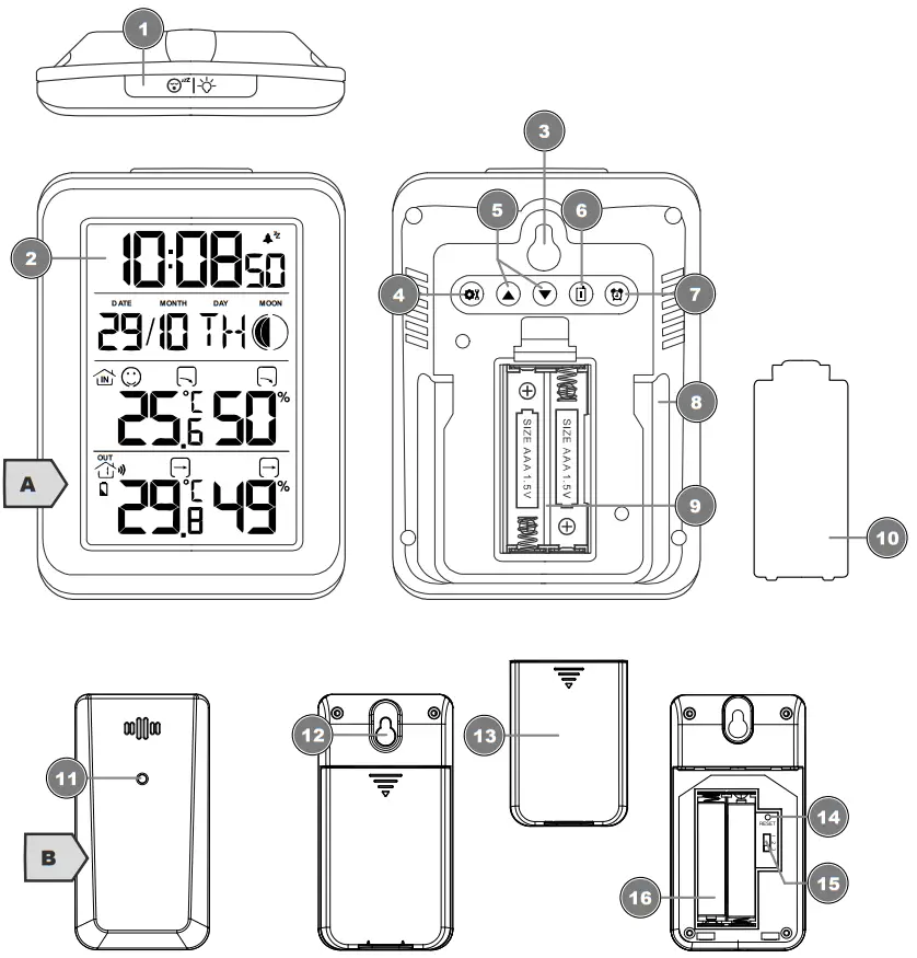 BRESSER MyClimate Thermo-Hygrometer Clock -- Parts