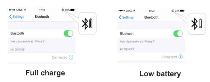 Wing Bass TWS Wireless Headset - Battery display