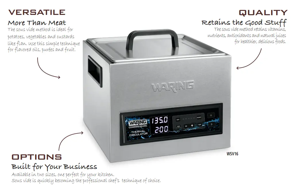 WARING COMMERCIAL 16L Sous Vide Stainless Steel Integrated Bath System - QUALITY
