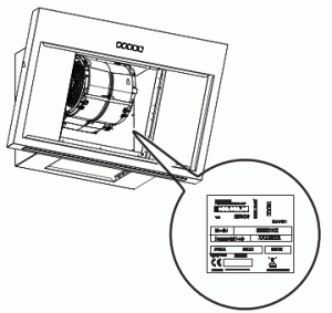 IKEA BEMOTA Wall Mounted Extractor Hood - Rating plate
