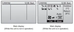 MITSUBISHI Lossnay Remote Controller PZ-62DR-E - Main display