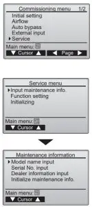 MITSUBISHI Lossnay Remote Controller PZ-62DR-E - Service menu