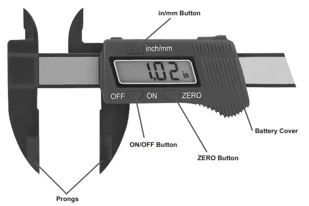 HARBOR FREIGHT 63586 Pittsburgh 6 Inch Composite Digital Caliper - Components and Controls