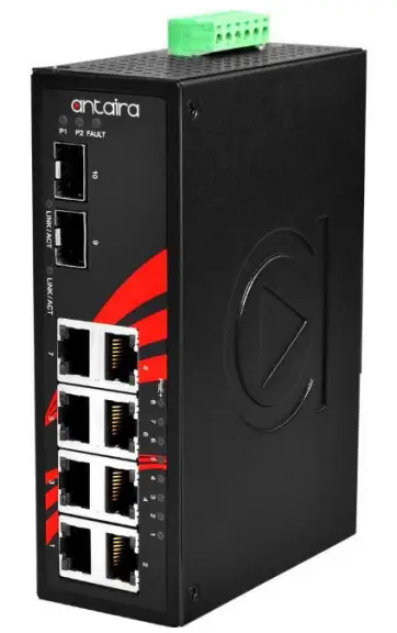 antaira LNP 1002G SFP 24 Series 10 Port Industrial Gigabit PoE Unmanaged Ethernet Switch