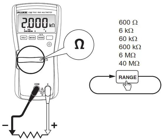FLUKE 116 Digital Handheld Multimeter - Measuring Resistance