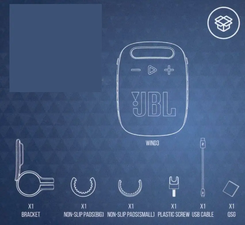 JBL WIND3 Portable Speakers User Guide - What's in the box