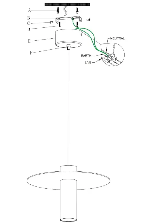MFL 027060 Abel 1 Light LED Colour Switching Pendant fig