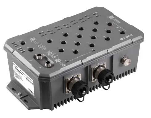 antaira LMP-1802G-M12-10G-SFP-67-110 18-Port Industrial M12 IP67 Waterproof Gigabit PoE+ Light -