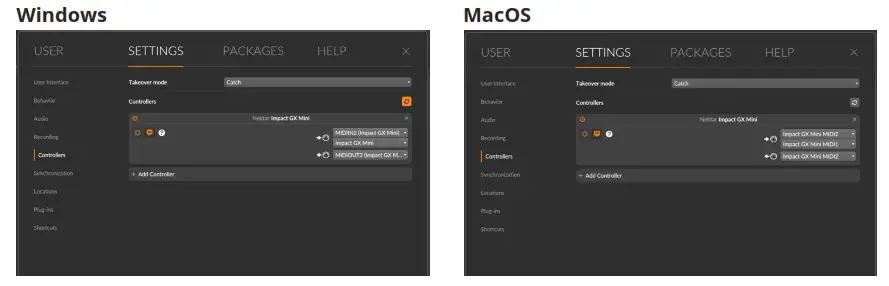 nektar GX Mini Bitwig Studio - deivice