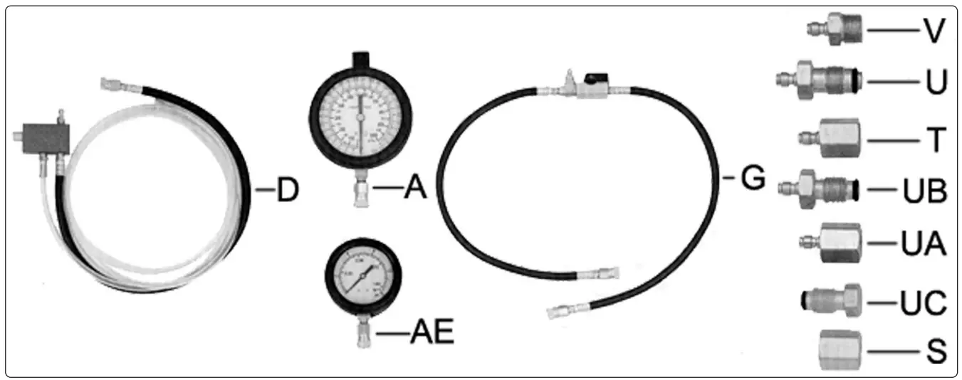 SEALEY VSE210 Fuel Injection Pressure Test Kit - IN LINE TESTING TBI