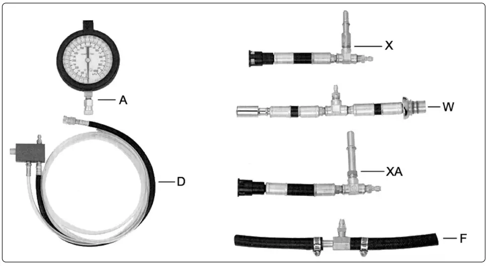 SEALEY VSE210 Fuel Injection Pressure Test Kit - SPECIAL CONNECTIONS