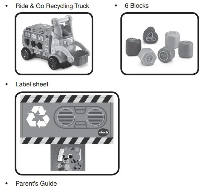 vtech Ride & Go Recycling Truck User Guide - INCLUDED IN THE PACKAGE