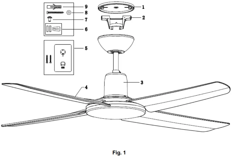 MALIBU MAL1404WH MAL1404TI Ceiling Fan - Figure 1