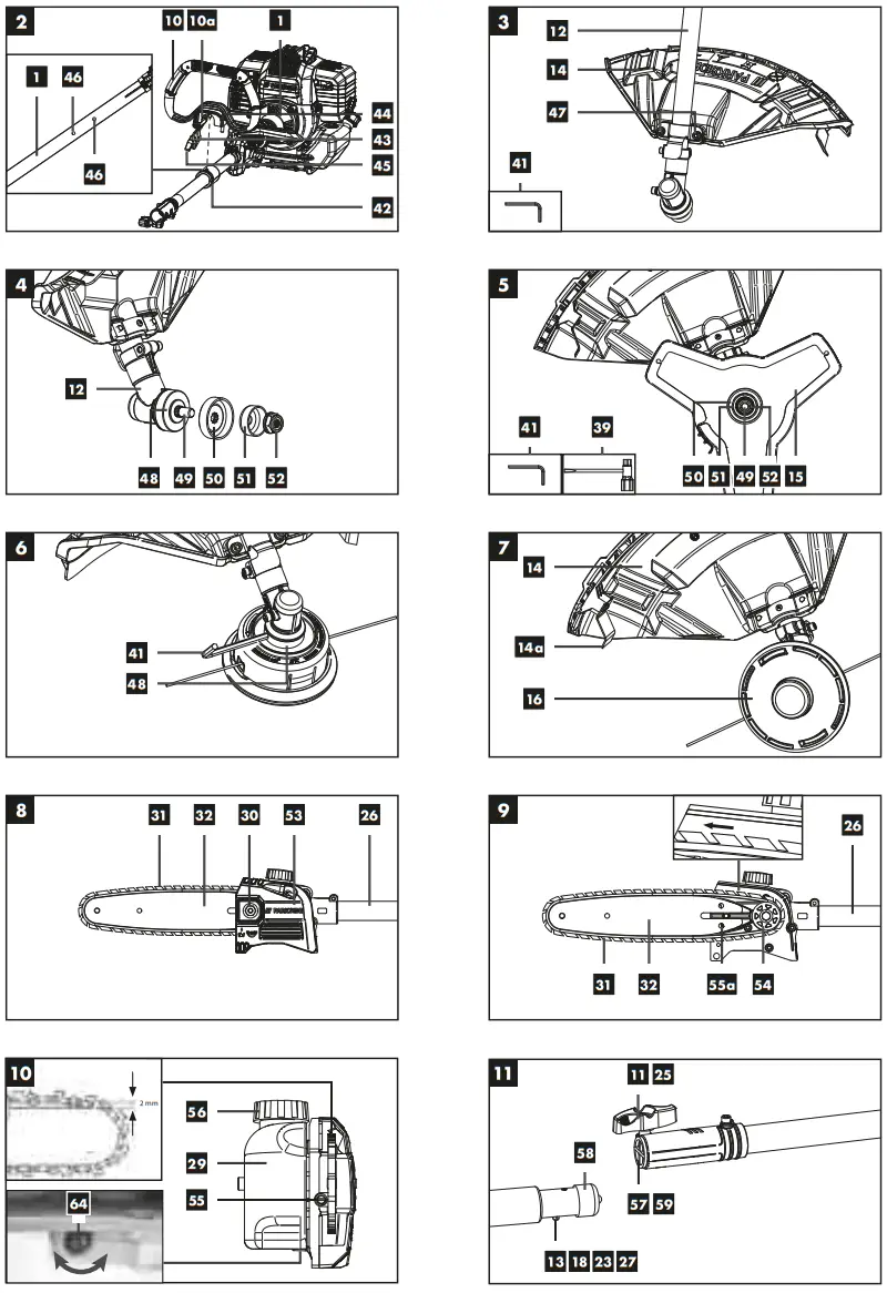PARKSIDE PBK 4 B3 4 In 1 Petrol Multi Tool - fig 1