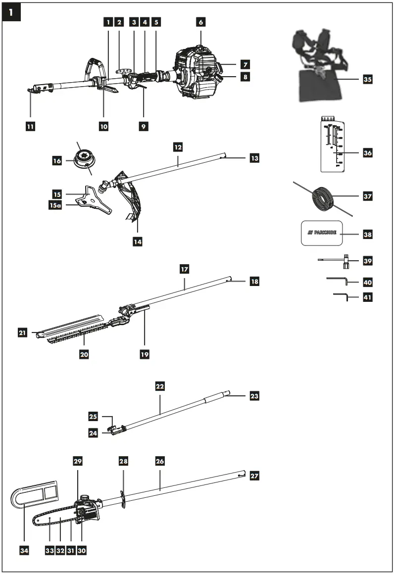 PARKSIDE PBK 4 B3 4 In 1 Petrol Multi Tool - fig