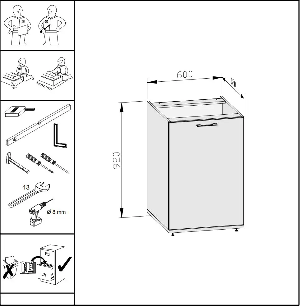WASHTOWER WSUS60-10 Base Cabinet Installation Guide - Assembling instruction