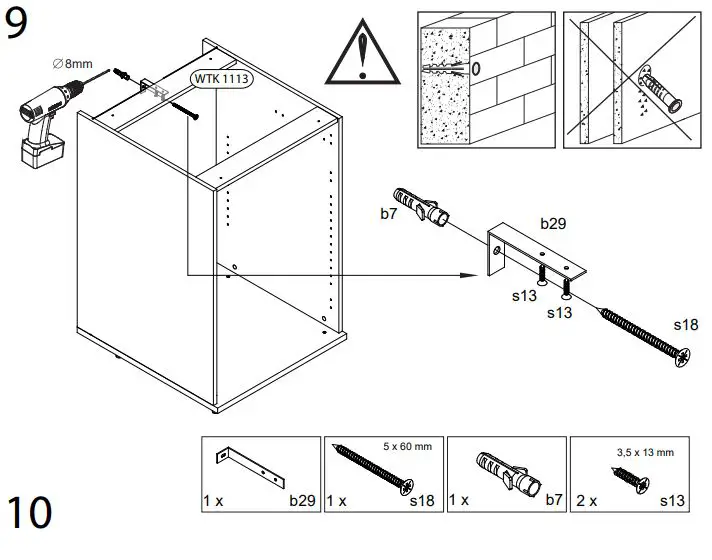 WASHTOWER WSUS60-10 Base Cabinet Installation Guide - Assembling instruction
