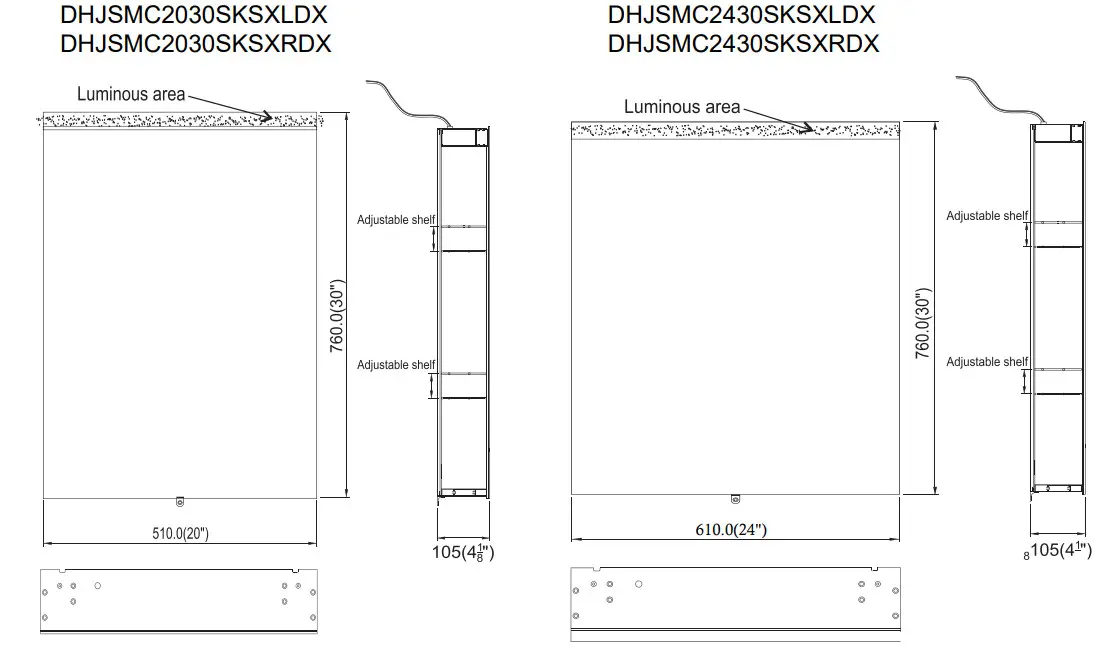 WELLFOR EXMC2430LD Mirrored Bathroom Medicine Cabinet - Figure 4