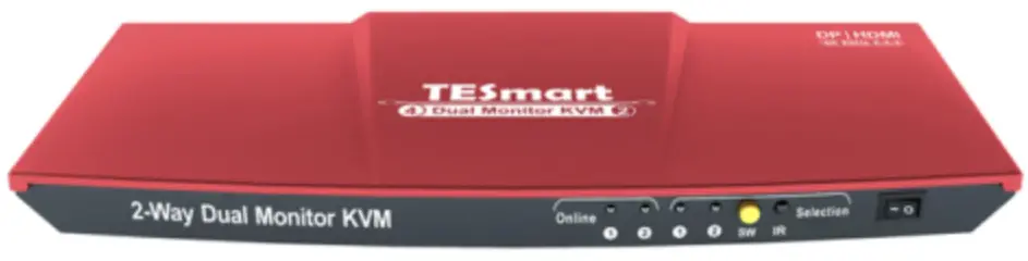 TESmart aHDK0402A1U 2 Port Dual Monitor KVM Switch