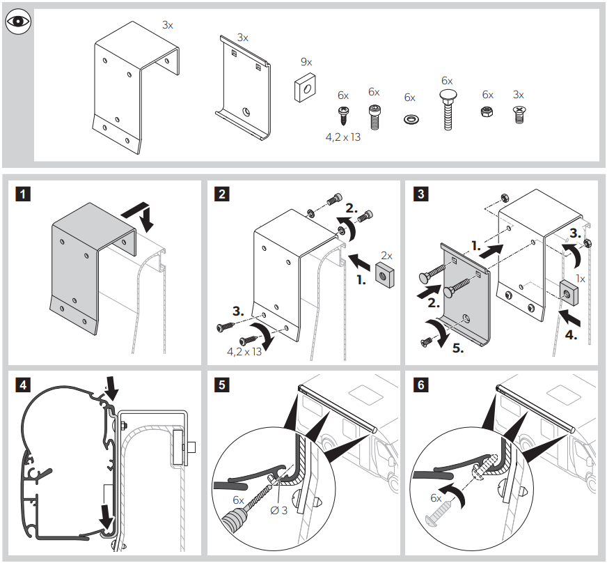 DOMETIC PW1500 Fiat Ducato H2 Roof Rail - FIGURE 2