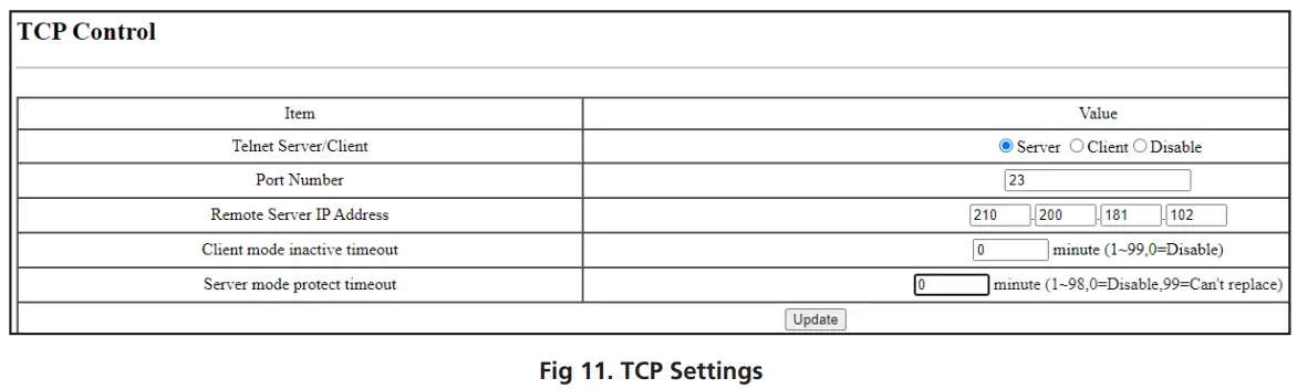 TCP Settings