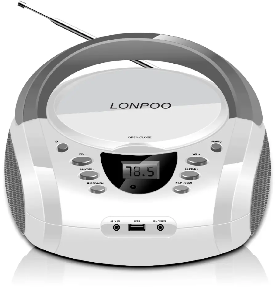 LONPOO LP-D01 Portable CD Boombox