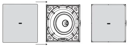 TANNOY QCI 6DC High-Performance 6″ Dual Concentric In-Ceiling Loudspeaker User Guide - Install the square grille by pressing it into the square baffle