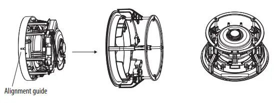 TANNOY QCI 6DC High-Performance 6″ Dual Concentric In-Ceiling Loudspeaker User Guide - To mount the speaker into the mounted speaker frame, align the connector on the speaker