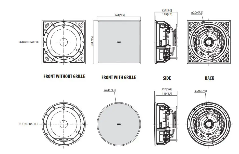 TANNOY QCI 6DC High-Performance 6″ Dual Concentric In-Ceiling Loudspeaker User Guide - PCI 6DC Dimensions