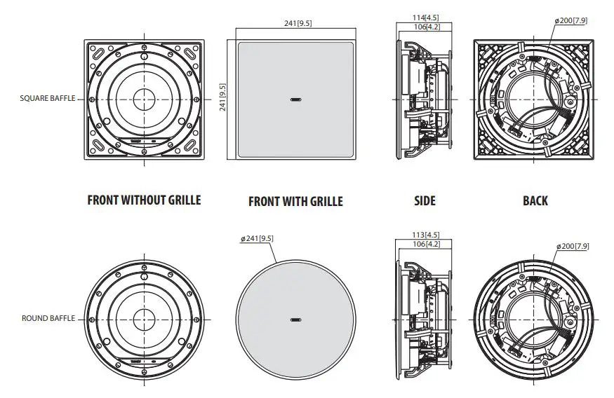 TANNOY QCI 6DC High-Performance 6″ Dual Concentric In-Ceiling Loudspeaker User Guide - PCI 6DC LP Dimensions