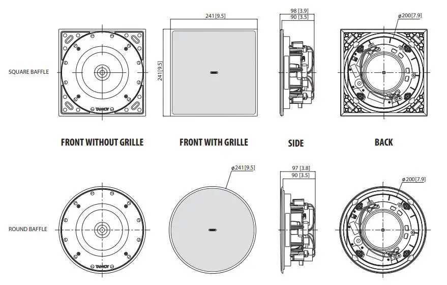 TANNOY QCI 6DC High-Performance 6″ Dual Concentric In-Ceiling Loudspeaker User Guide - QCI 6DC Dimensions