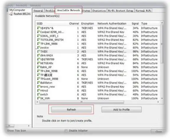 levelone WUA-1810 E AC1200 Dual Band Wireless USB Network - Click Available Network