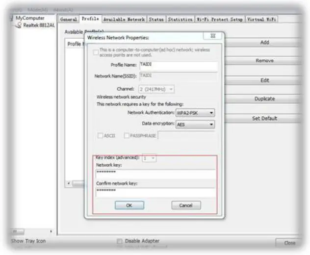 levelone WUA-1810 E AC1200 Dual Band Wireless USB Network - Select wireless input password to connect