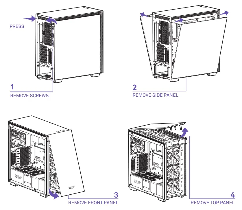 Nzxt Mid-Tower ATX Case [H710, H710i] Panel Removal
