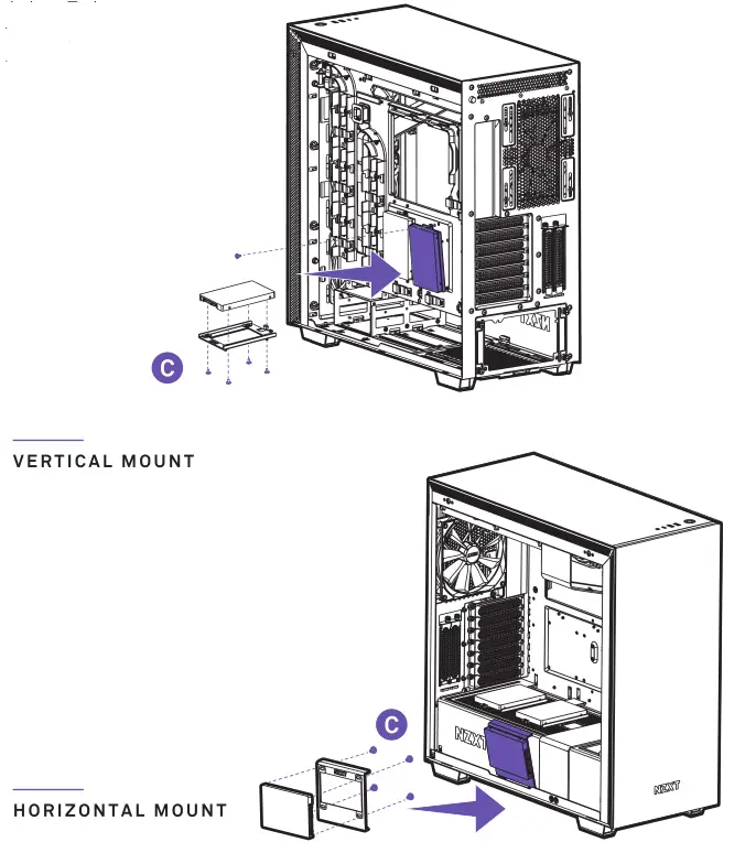 Nzxt Mid-Tower ATX Case [H710, H710i] SSD Drive Installation