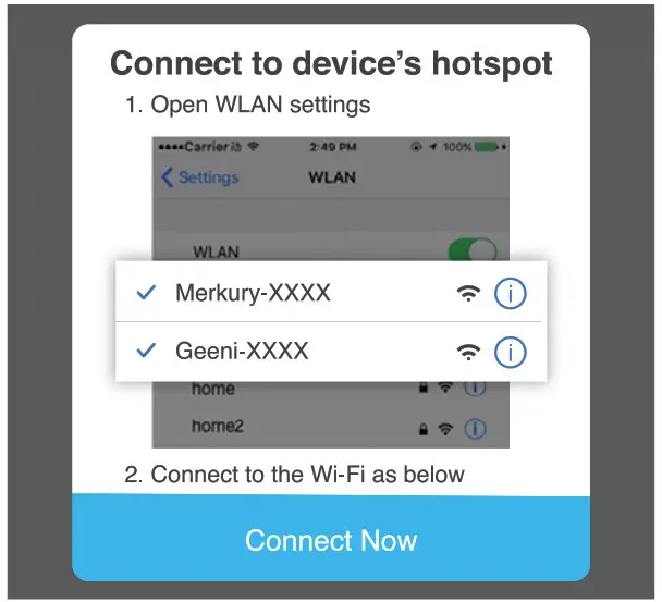 geeni Smart Wi-Fi Door Sensor - Connect to device's hotspot