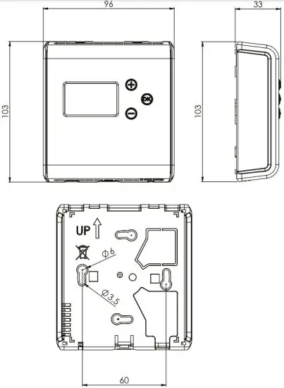 HK INSTRUMENTS Indoor air quality transmitters Siro MOD series - DIMENSIONAL DRAWINGS