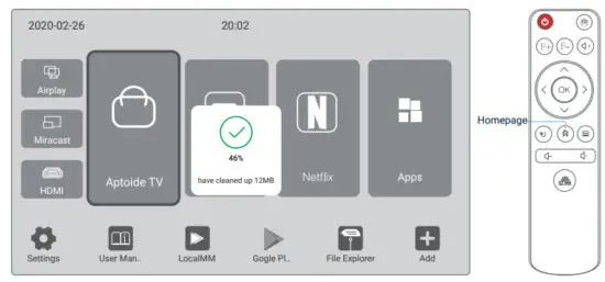 ReXING PK2 Smart Projector Full HD 350 ANSI Lumens - Shortcuts Buttons 2