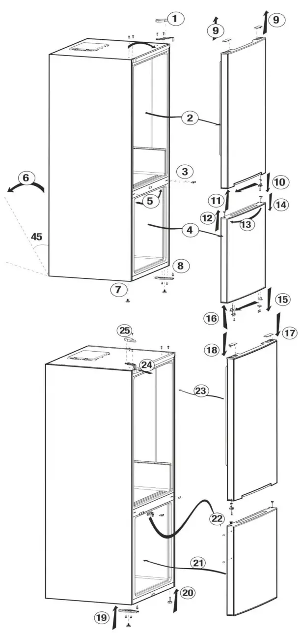 beko RCNA406K40WN No Frost Fridge - Reversing the doors