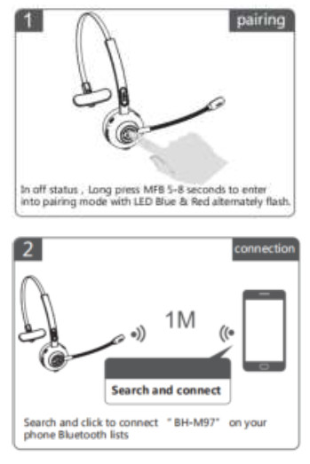 SYBRA Bluetooth Headset - Bluetooth Pairing and Connection