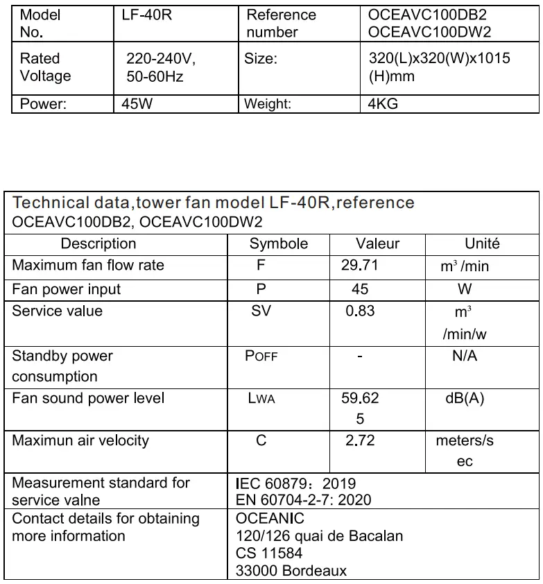 Oceanic-OCEAVC100DW2-Column-Tower-Fan-102cm-fig1